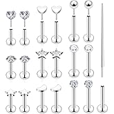 Cisyozi 20G 18G 16G Threadless Push in Nose Rings Studs With Fat Back 316L Surgical Steel Lip Labret Medusa Rings Studs Cartilage Tragus Helix Ear Earring Body Jewelry Piercing for Women Men 7mm Bars