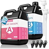 KISREL Epoxy Resin 2Gallon - Crystal Clear Epoxy Resin Kit - No Yellowing No Bubble Art Resin Casting Resin for Art Crafts, Jewelry Making, Wood & Resin Molds(1 Gallon x 2)