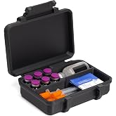 Peptide Case for 6 3ml Vials and a 30ml Vial with Syringe Storage | Slim snap-lock hard shell, fridge and freezer safe. Slot for skin prep wipes. Made in the USA.