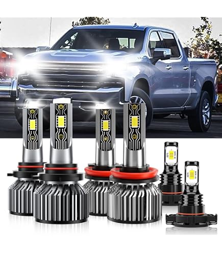 SHENKENUO Combo LED Headlight + Fog Light Bulbs For Chevy Silverado 1500/2500 2011-2014 – 6 Bulbs, 6000K, 100W, 10000 Lumens