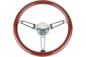 YEHICY Classic 15（380mm） Wood Grain Steering Wheel Vintage Grant Nostalgia Style Wood Steering Wheel Long Hole with Horn Button…