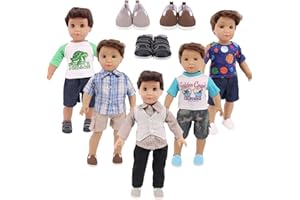 Ecore Fun 5 Sets Boy Doll Clothes and 3 Pairs of Shoes Fit for 18 Inch Boy Dolls Clothes Outfit Birthday Reward Gift for Kids