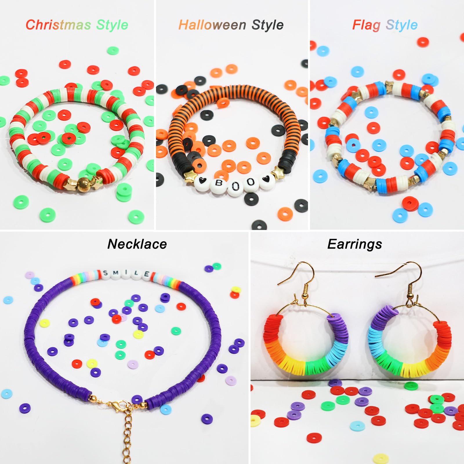 Redtwo 23000 Pcs Clay Beads Bracelet Making Kit 144 Colors 7 Boxes Flat Polymer Heishi Beads Set for Friendship Jewelry Making with Pendant Charms Crafts Gifts for Girls Ages 6-12 Kids Adults