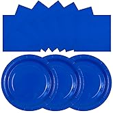 HFBOBP 50PCS Blue Paper Plates and Napkins Party Supplies, 7Inch Blue Party Dessert Plates Disposable Tableware Set for Wedding Birthday Bridal Shower Baby Shower Decorations