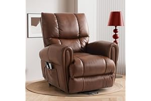 MEROUS Power Lift Recliner Chair for Elderly with Massage and Heating, Lift Chair for People Limited Mobility,USB Ports & Remote Controls, Extended Footrest, Breathable Leather (Ochre)