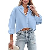 Zeagoo Women's Long Sleeve V Neck Button Down Collared Blouse