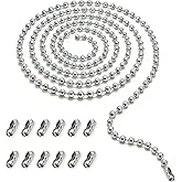 PAKVROM Ceiling Fan Pull Chain Extension, 120 In Ball Chain With 12 Connetors, Adjustable Length Ceiling Fan Chain, Fan Pull Chain Set For Ceiling Light Lamp Chain (3mm Bead Diameter)