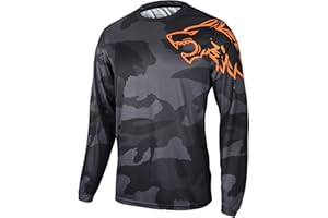 Wisdom Leaves Men Mountain Bike Jersey Long Sleeve Downhill MTB Shirts Quick Dry and Moisture-Wicking
