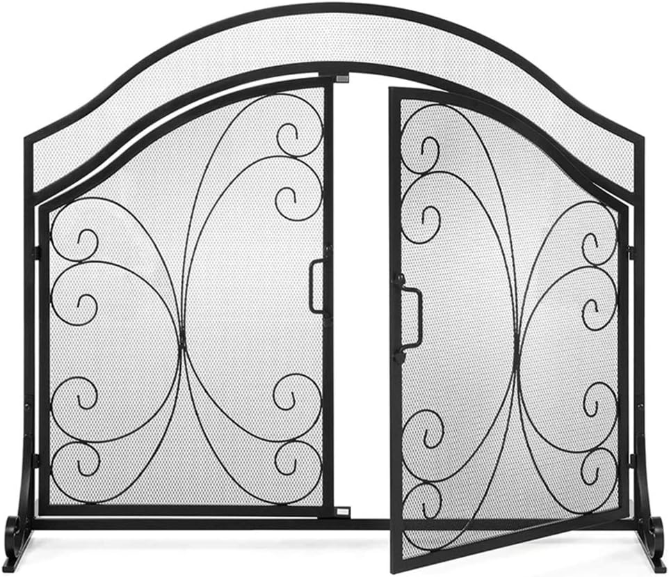 Pantalla Chimenea Panel Único Hierro Forjado Malla Puerta de La