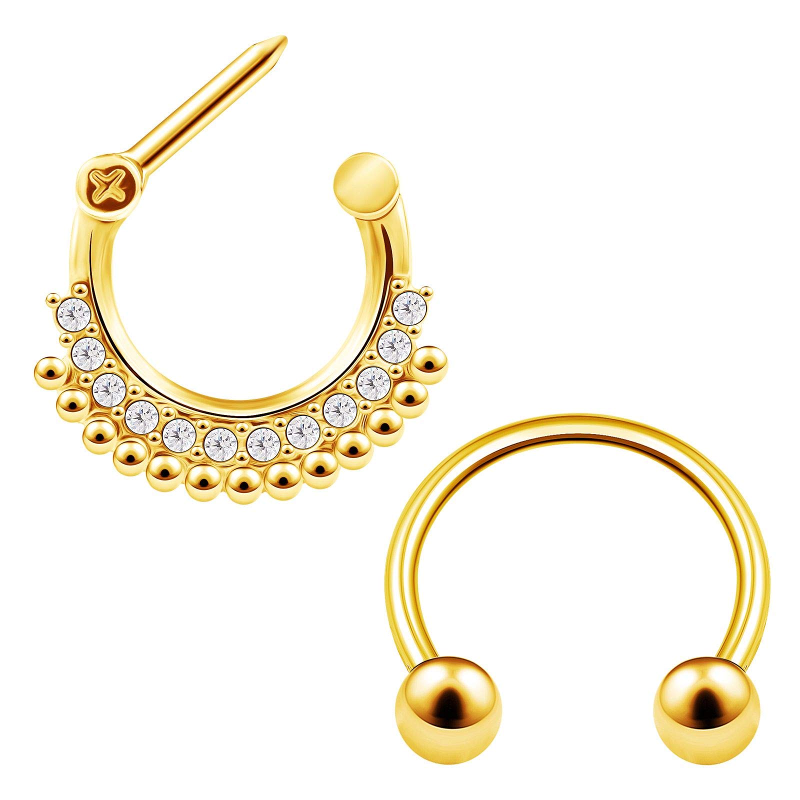 2PCS Surgical Steel Anodized Horseshoe Hoop Ring 16 Gauge 3/8 10mm Daith Labret Lip Earring Septum Piercing Jewellery 3889