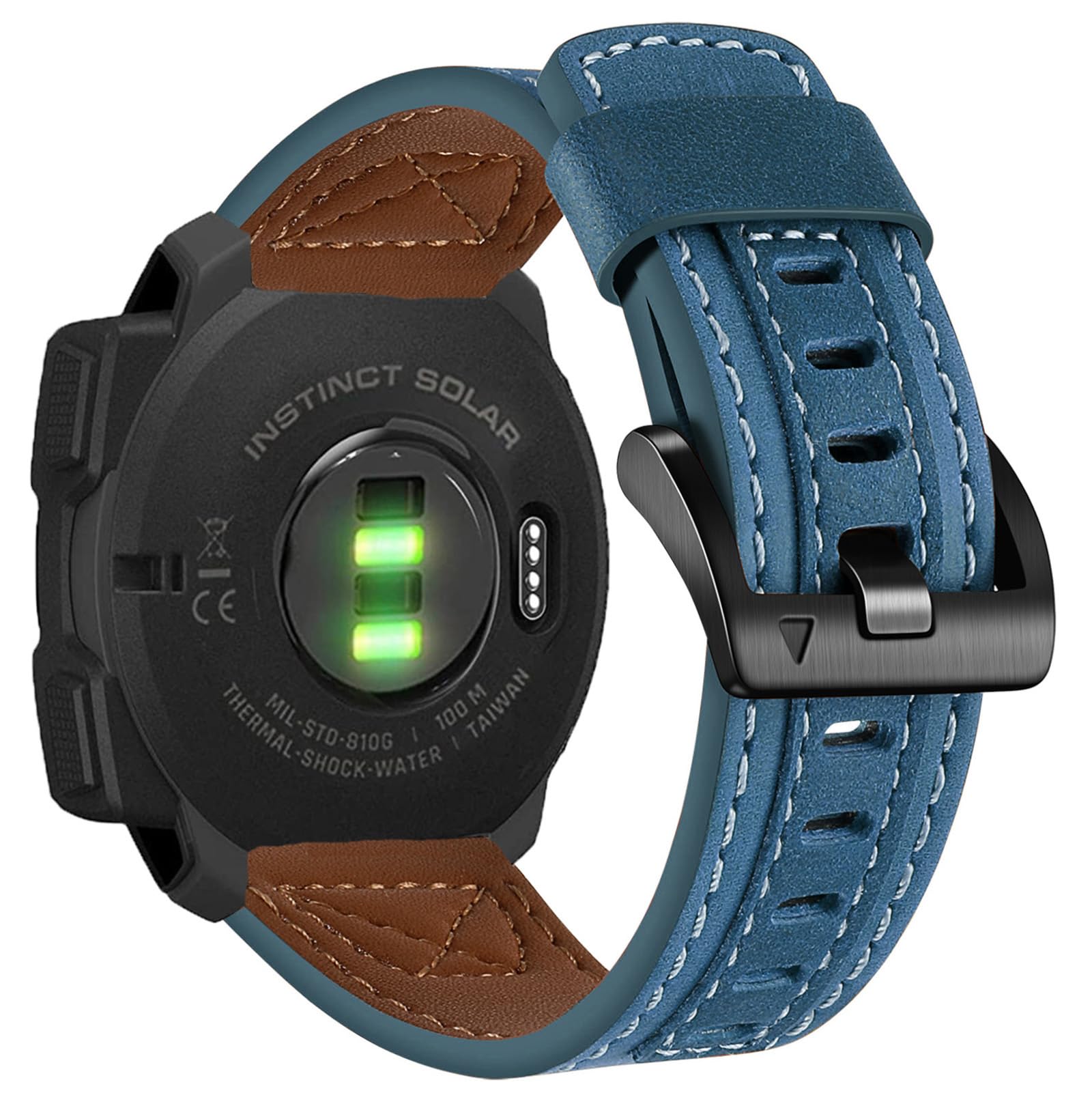 GARTOO Leather Band Compatible Instinct/Instinct 2 Solar/Instinct3 45mm Watch Bands, Top Genuine Leather Watch Straps Wristband for Men and Women Blue