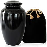 Modern Memorials Cremation Urn for Ashes - Large Urn for Man & Women - 200 Cubic Inches - Includes Velvet Storage Bag - Black
