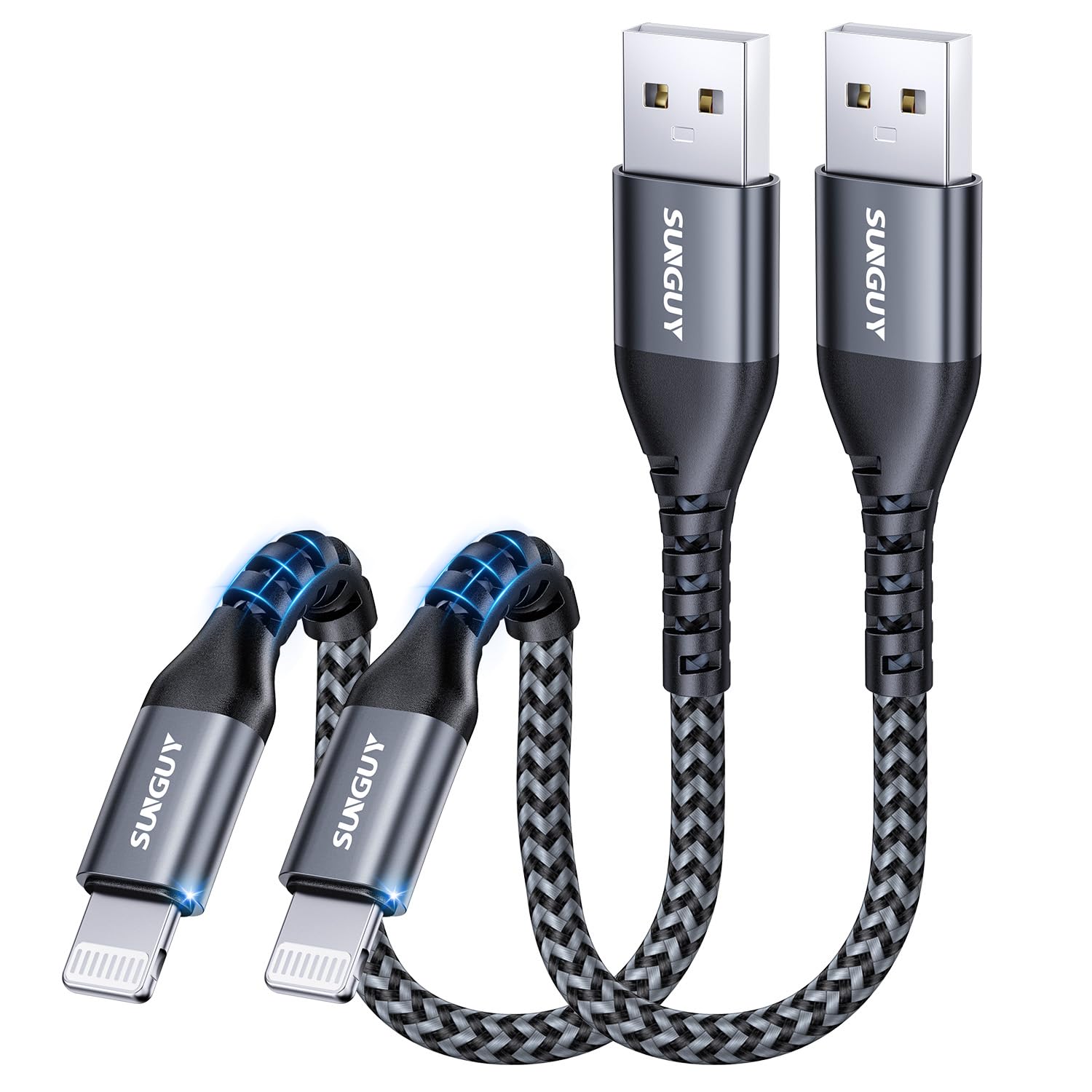 Photo 1 of 6 inch Short iPhone Charger Cord, 2Pack [MFi Certified] USB-A to Lightning Cable for Car, Short Lightning Cable Nylon Braided for iPhone 14/13/12/11 Pro Max Mini X XS XR 8 Plus 10 SE iPad