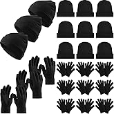 SATINIOR 24 Pcs Winter Beanie Hats Touchscreen Gloves Bulk for Warm Men Women Knit Skull Fleece Cap Set Adult