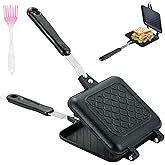 NATGAI Sandwich Maker Pan, Grilled Panini Press with Non-Stick Double Sided Flip Frying Pan, Stovetop Toasted Cheese Sandwich Maker for Home Kitchen Breakfast Camping, 5.9" L x 14" H