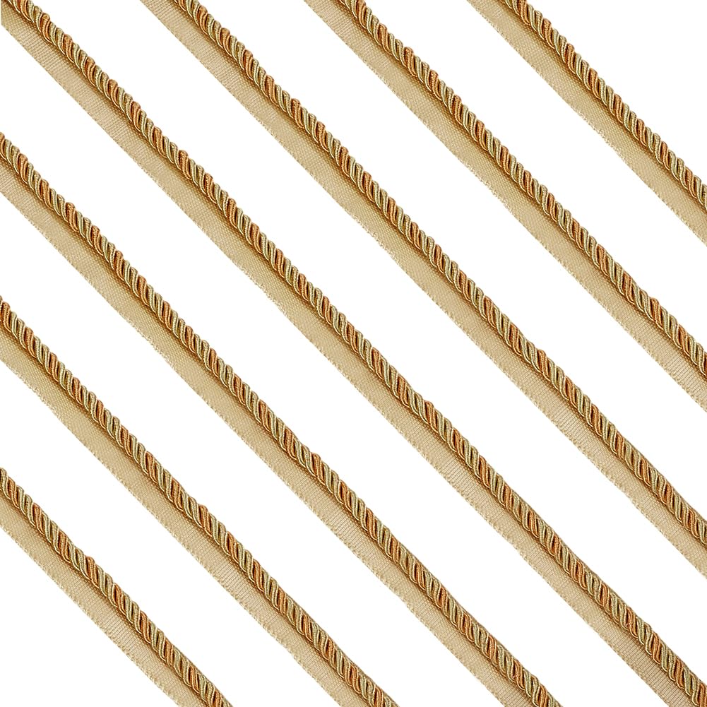 FINGERINSPIRE 13.7 Yards Twisted Lip Cord Trim, Twisted Cord Trim Ribbon 16mm, Polyester Twisted Trim Cord Rope Embellishment for Home Decor, Upholstery and More, Golden