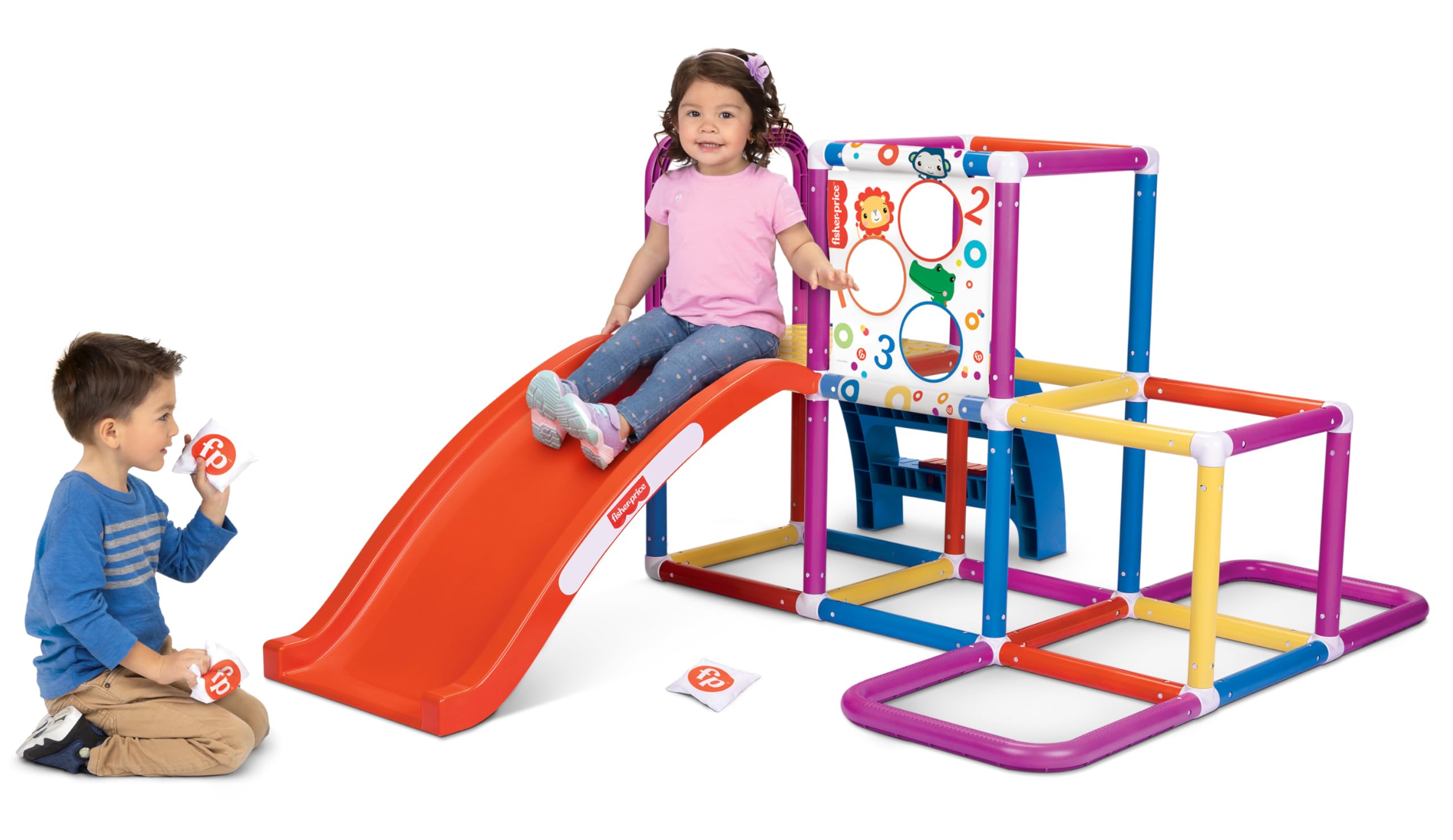 Fisher-Price Jungle Gym Play Structure with Slide for Kids with Bean Bag Toss Game – Indoor Outdoor Active Play