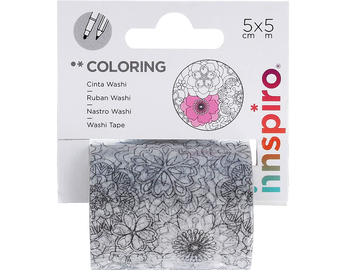 INNSPIRO Coloring tape washi tape COLORING Floral 50mmx5m.