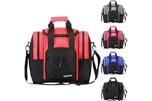 DAFISKY Bowling Ball Bag for Single Ball - Bowling Bag Tote for 1 Ball and Shoes with Padded Holder, 2 Pockets Fits Men & Women bowling Shoes Up To Mens Size 14