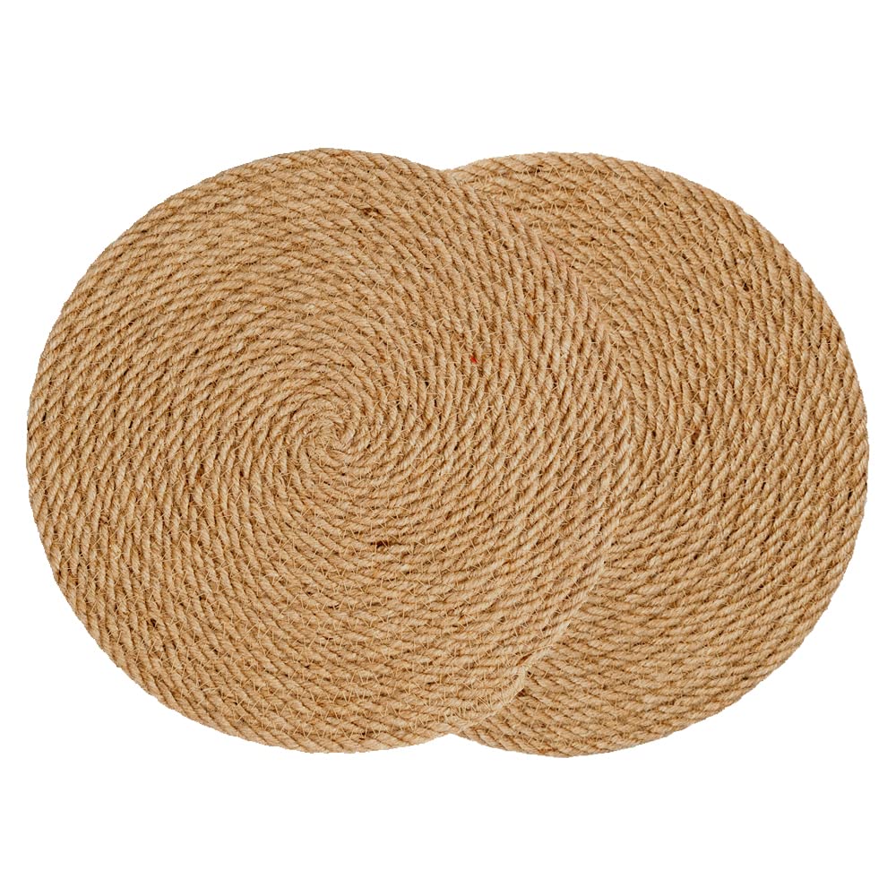 Round Woven Placemats, 30cm Set of 2 Natural Jute Kitchen Dinning Table Mats, Rustic Boho Heat Resistant Non-Slip Table Mats Braided Farmhouse Placemats (Jute(30 x 30cm)-2Pack)