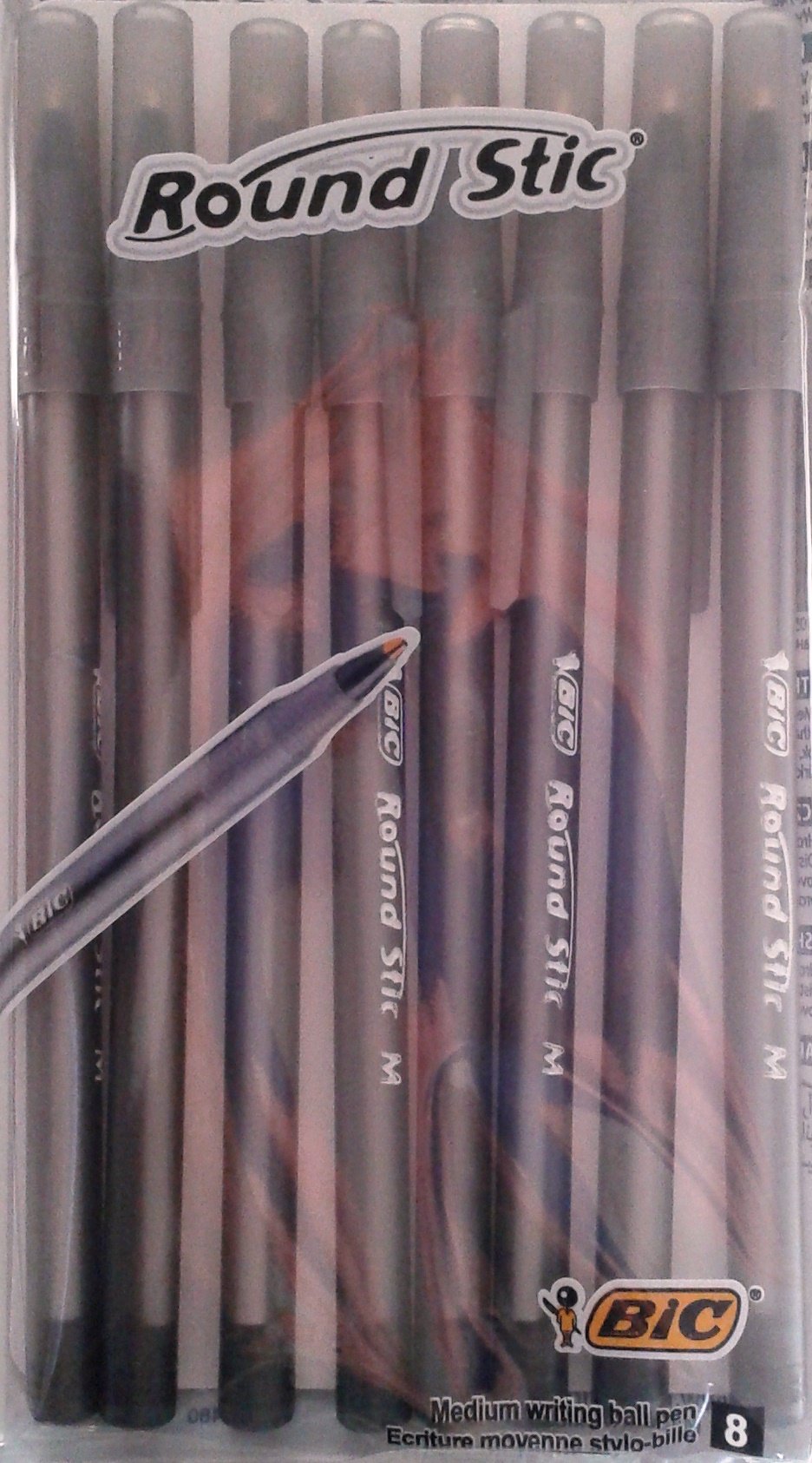 Bic Round Stic Medium 1.0mm Ball Pen Pack of 8 Black