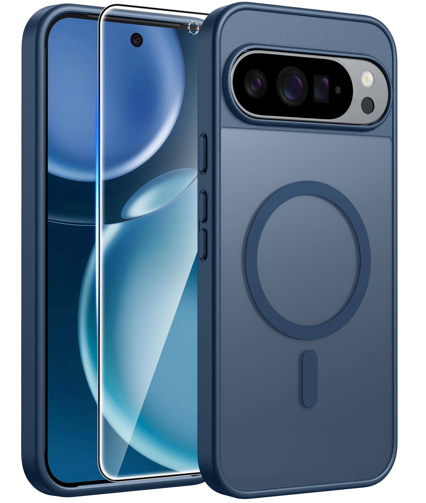 Photo 1 of FNTCASE for Google Pixel 10 Pro XL Case: for Pixel 9 Pro XL Case | Magnetic Matte Shockproof Rugged Translucent Phone Cover - Military Grade Drop Proof Sturdy Slim Protective Cases (6.8 inch/Blue)