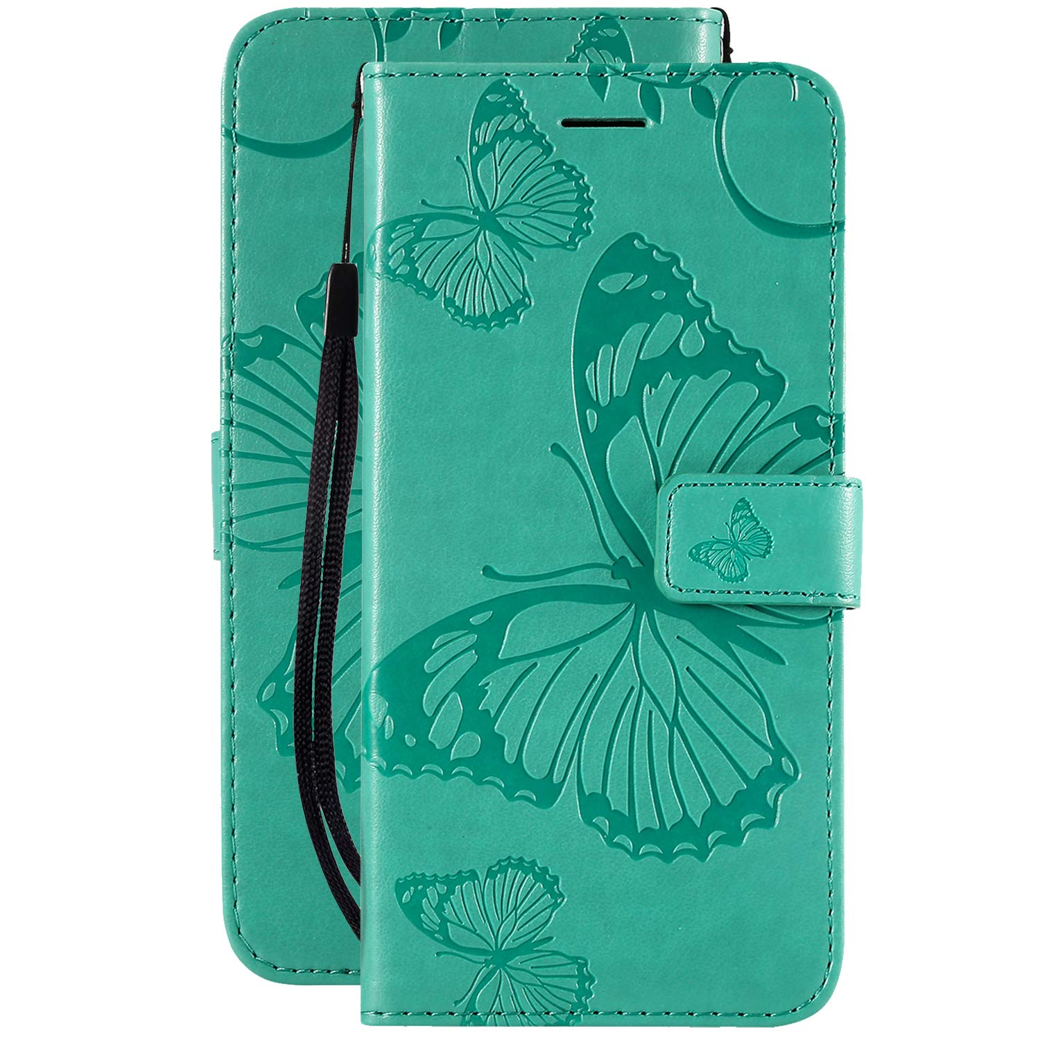 Laybomo Case for OPPO A74 4G Cover, OPPO A74 4G Leather Phone Case Butterfly Wallet Holster with Card Slot Holder Slim Stand Magnetic Flip Cover for OPPO A74 4G (Green)