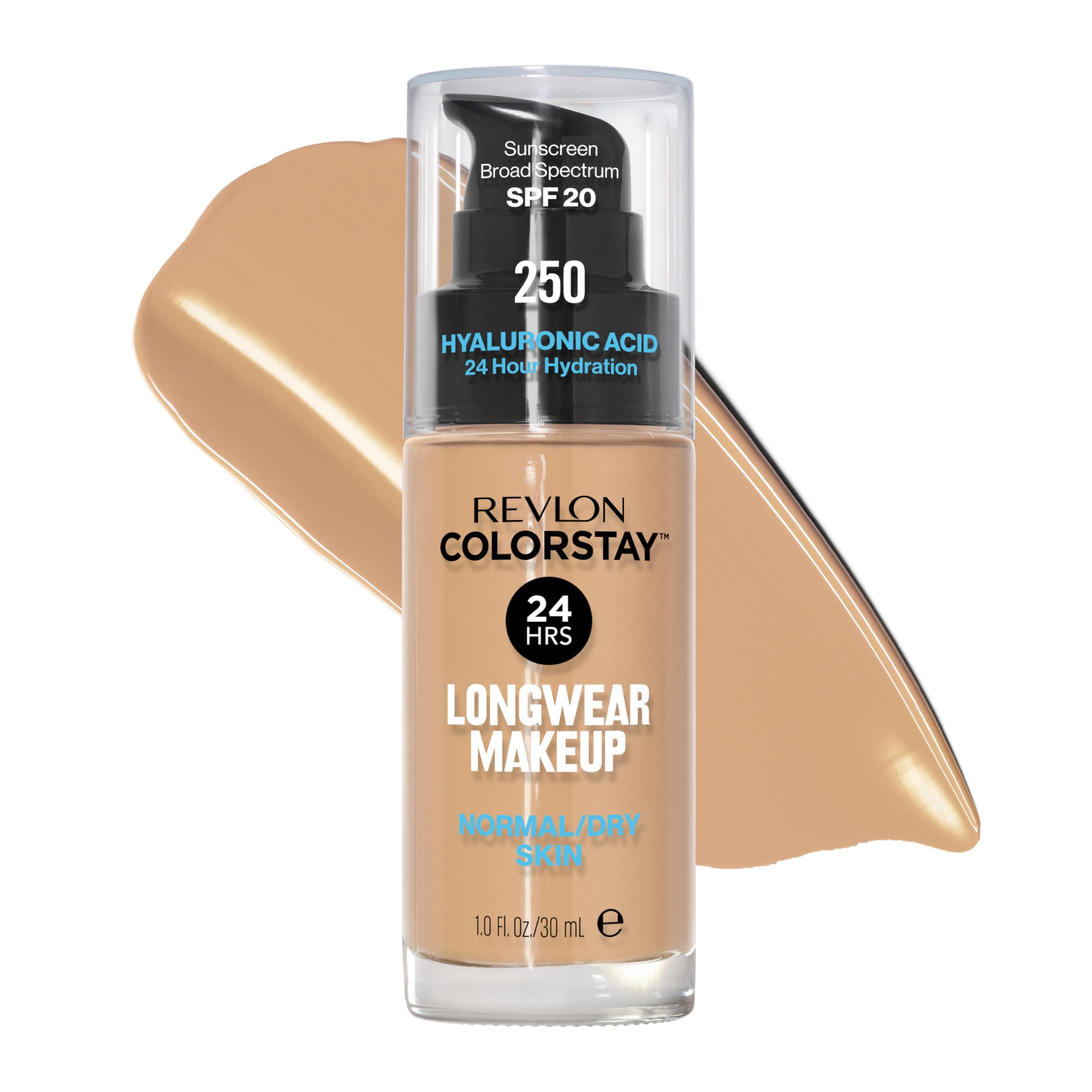 Revlon ColorStay Liquid Foundation Makeup for Normal/Dry Skin SPF 20, Longwear with Medium-Full Coverage and Natural Finish, Oil Free, (250), 30 ml — image 1