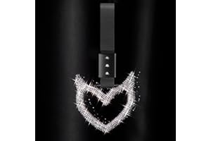 Fabbay Bling Car Accessories Bling Heart Handle Ring Car Accessory for Women Heart Hand Strap Drift Charm Rear Bumper Warning Ring Decor for auto Bus Interior Exterior Decoration(White,Devil Style)