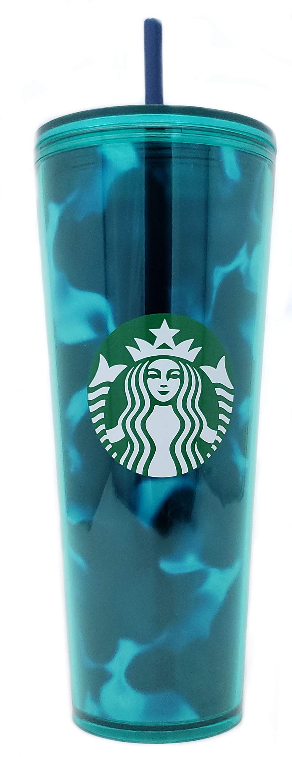 Starbucks Teal Turquesa Verde Azul Wave Vaso Traveler Cold Cup 24oz Venti