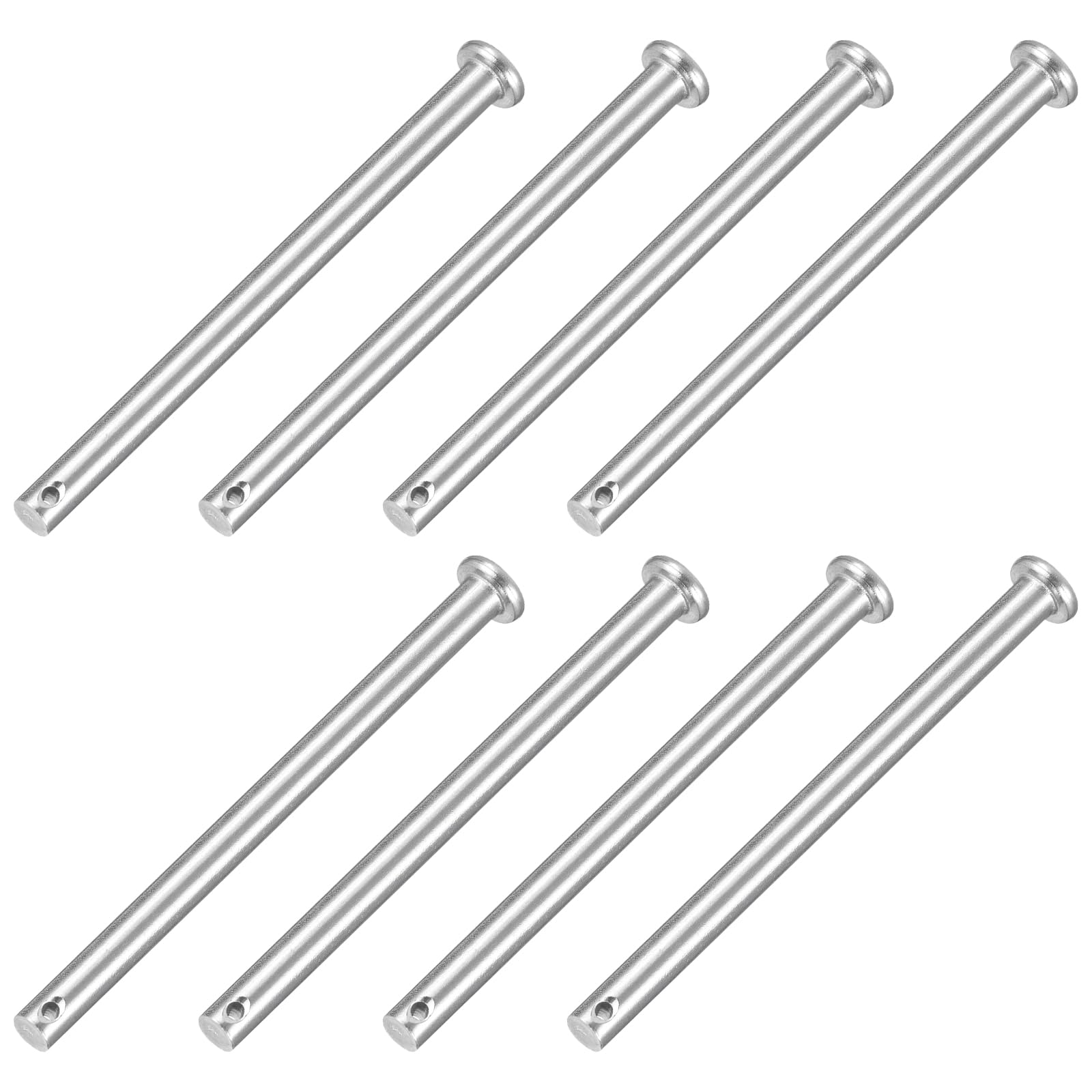 Photo 1 of uxcell 8Pcs 1/4" x 3-1/8" Single Hole Clevis Pins, 304 Stainless Steel Flat Head Clevis Pins Hitch Pin for Trailer Latch, Mechanics Repair, Furniture Installation, Industrial Equipment