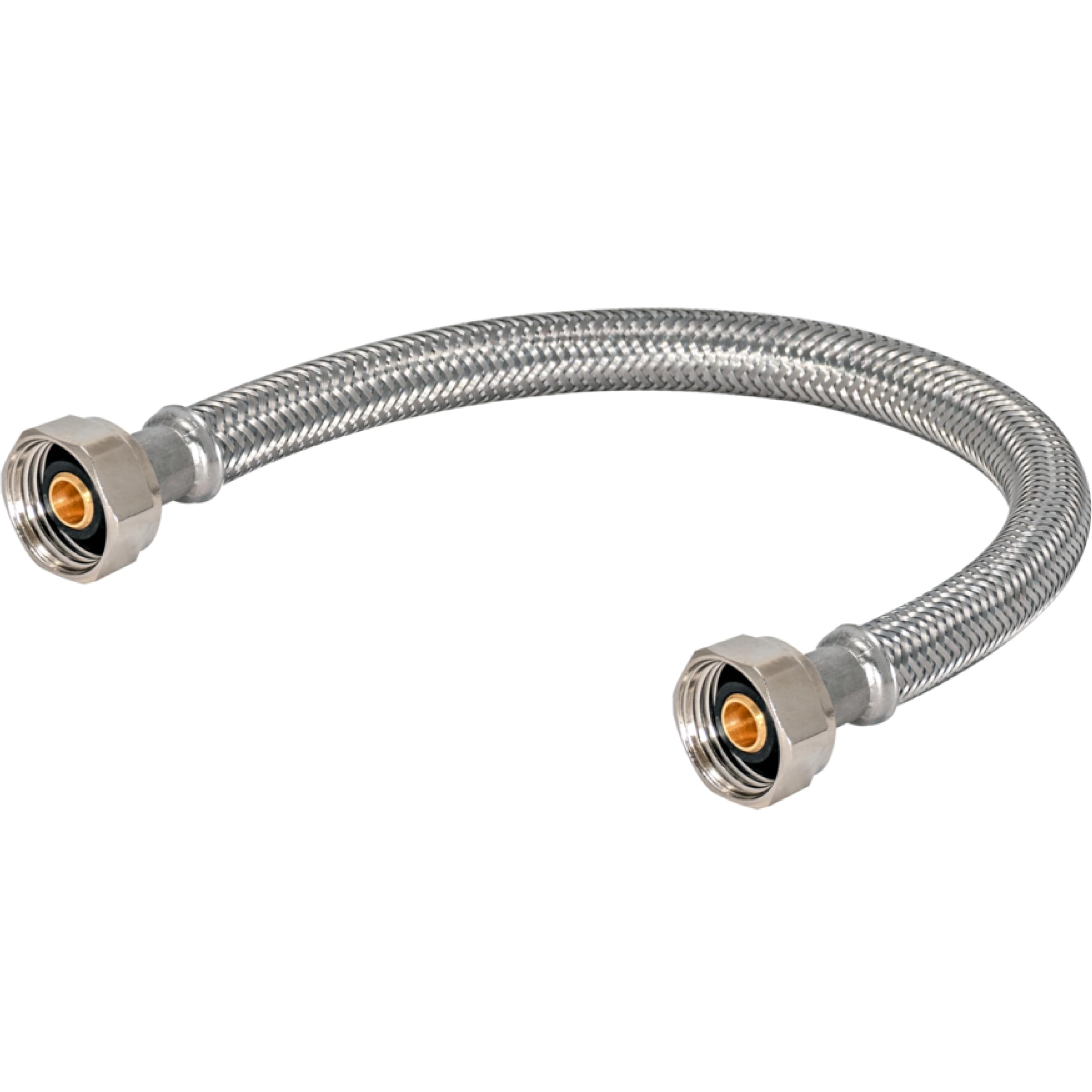 Photo 1 of Eastman 20 Inch Steel-Flex Faucet Connector, Braided Stainless Steel Supply Line with 1/2 In. FIP Ends, 48017