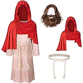 TOKYO REVENGERS Kids Biblical Jesus Robe Halloween Outfit Cosplay Christ Costume Shawl Waist Rope Wig And Beard Set