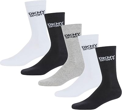 Meias de homem, meias desportivas de algodão de marca em preto/branco/cinzento, confortáveis, duráveis, respiráveis, pack de 5, tamanho único, Reino Unido 7-11