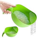 Rice Strainer with Handle - Lightweight Rice Washer Strainer Bowl with Smart Design for Easy Water Draining, Easy to Use & Cl