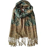 Wendyfull Pashmina Scarf for Women Shawls and Wraps Reversible Paisley Vintage Jacquard Soft Silky Rave Scarves Men