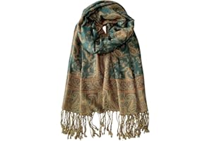 Wendyfull Pashmina Scarf for Women Shawls and Wraps Reversible Paisley Vintage Jacquard Soft Silky Rave Scarves Men