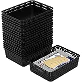 Rocketmyth 18 Packs Plastic Storage Basket Tays, Paper Basket for Office, Classroom, Kitchen