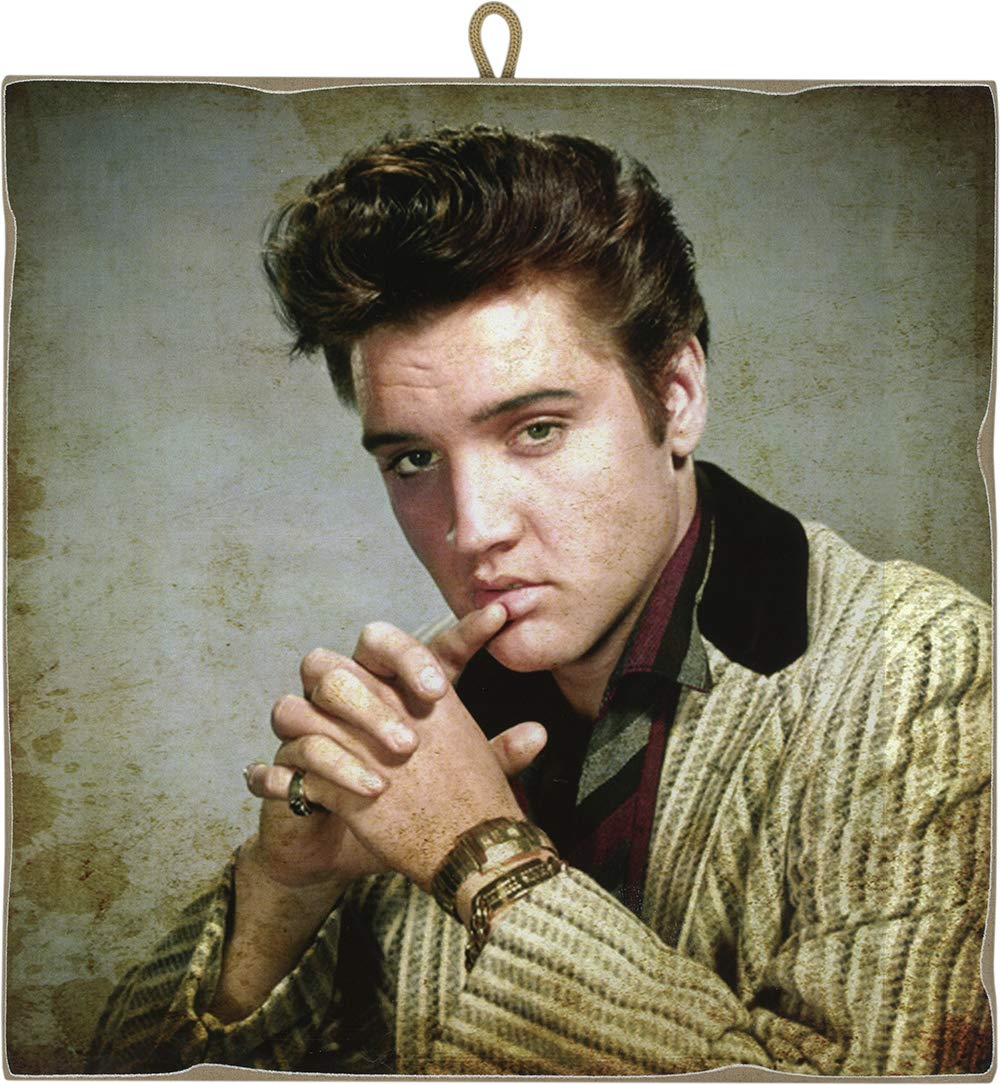 KUSTOM ART CUCUBA Vintage Style Canvas Picture Elvis Presley Collectible Print On Wood 31x31 cm