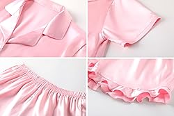 Umeyda Girls Satin Pajamas Set Button Down 2 Piece