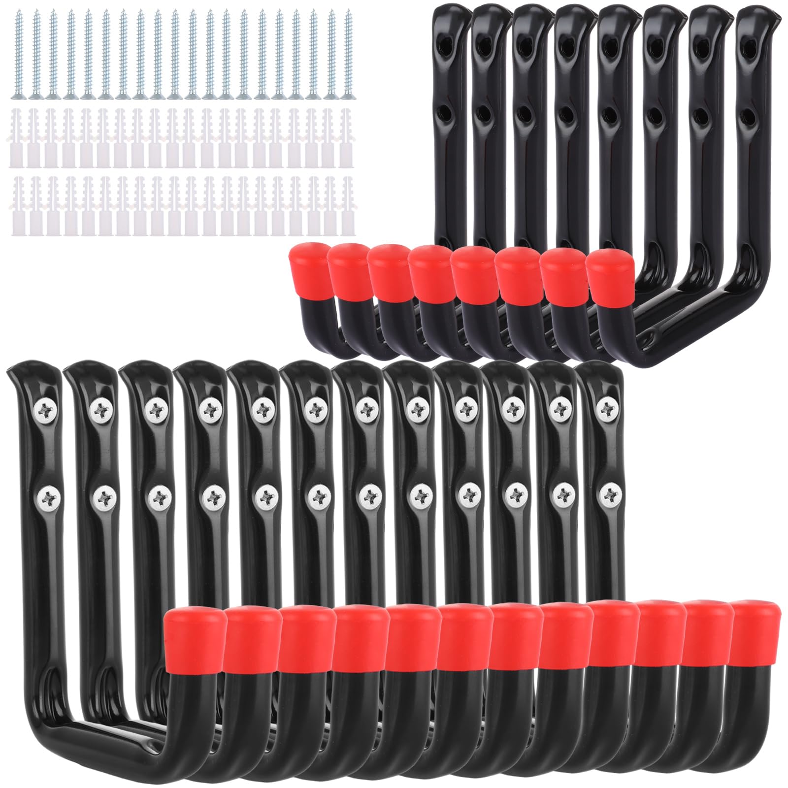 YOUNTHYE 25Pcs Garage Hooks, Ladder Hooks Garage Storage Hook Heavy Duty Shed Hook Wall Mounted J Hook Utility Hangers for Hanging Bike, Garden Tools (11.5x9.5cm)