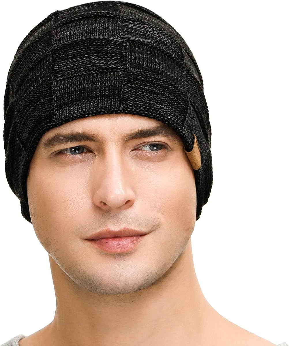 Vgogfly Slouchy Beanie for Men Winter Hats for Guys Cool Beanies Mens Lined Knit Warm Thick Skully Stocking Binie Hat at  Men’s Clothing store