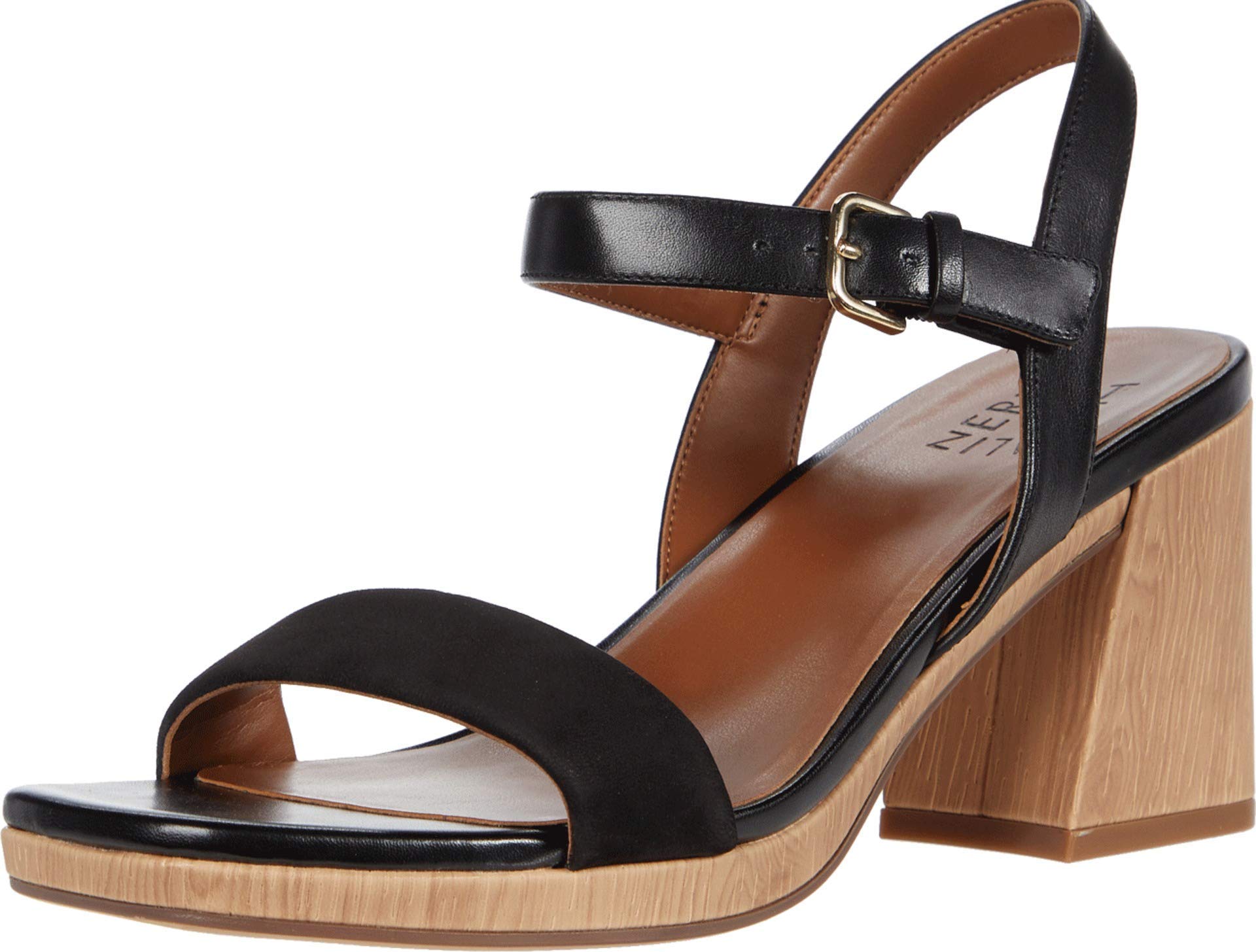 Naturalizer Womens Rose Black Leather Ankle Straps 12 M