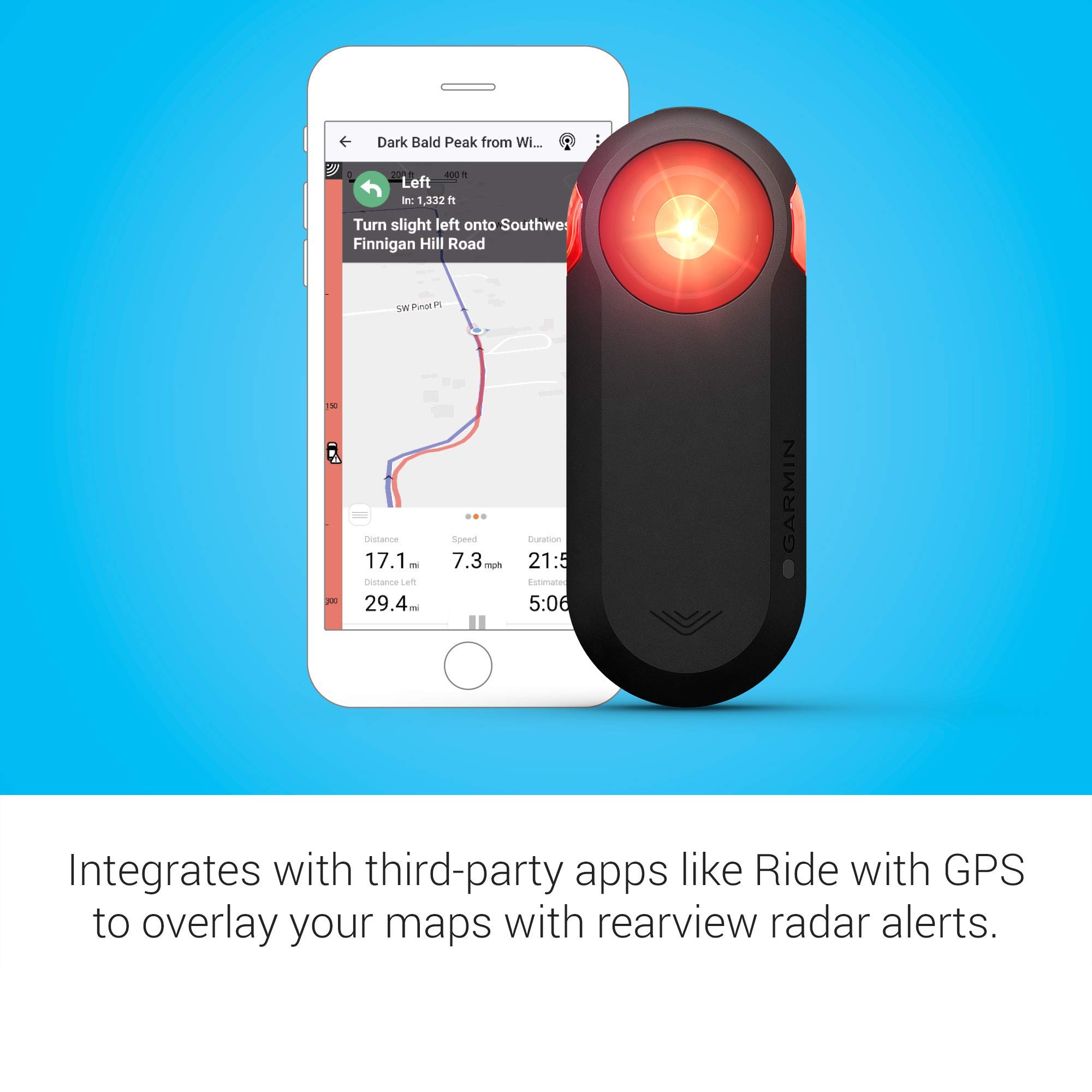 Garmin Varia RTL515, Cycling Rearview Radar with Tail Light, Visual and Audible Alerts for Vehicles Up to 153 Yards Away - 010-02376-00