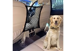 DYKESON Pet Barrier Dog Car Net Barrier with Auto Safety Mesh Organizer Baby Stretchable Storage Bag Universal for Cars, SUVs -Easy Install,Safer to Drive with Pets and Children, 2 Layer