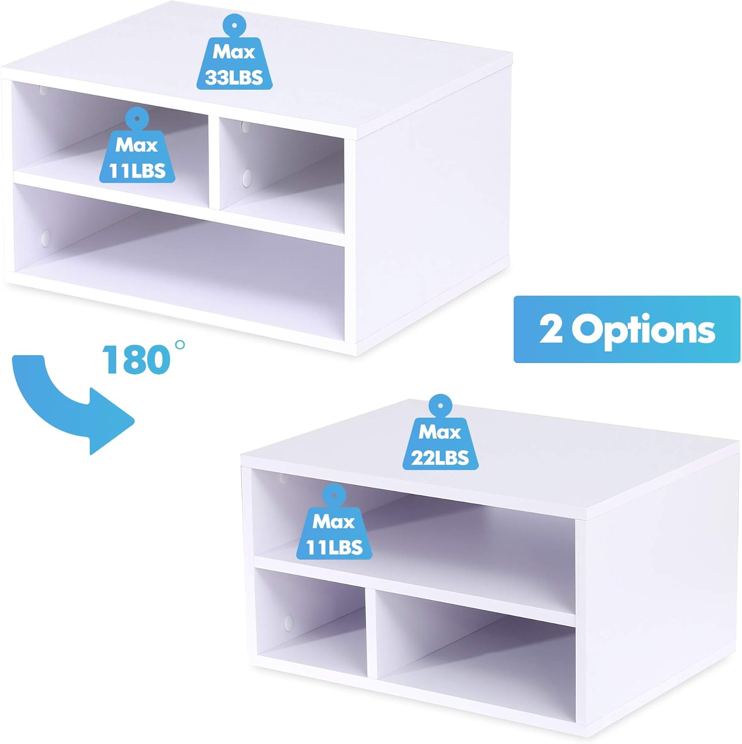 FITUEYES Wood Printer Stands with Storage Desktop Workspace Organizers, White, FDO304005WW: Kitchen & Dining