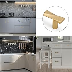 Rergy 10 Pack Gold Drawer Pulls Brushed Brass