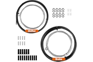 Goldomt Universal Bicycle Cable Kit – Brake & Shift Derailleur Cables with Housing, End Caps & O-Rings, Compatible with Mountain & Road Bike Repair, Black