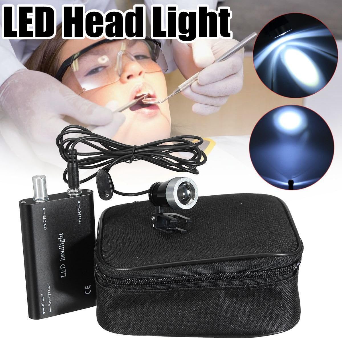 OUBO Head Light Lamp 3W Black Binocular Loupe