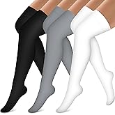 Bluemaple Thigh High Compression Socks for Women and Men Circulation(3 Pairs) Over the Knee-Best Support for Running,Travel